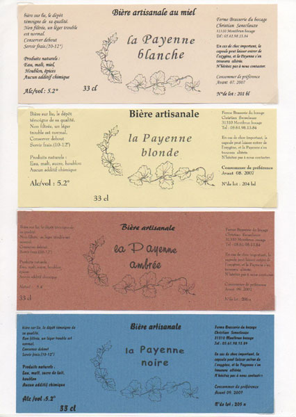 étiquettes de la collection