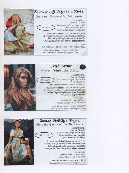 étiquettes de la collection